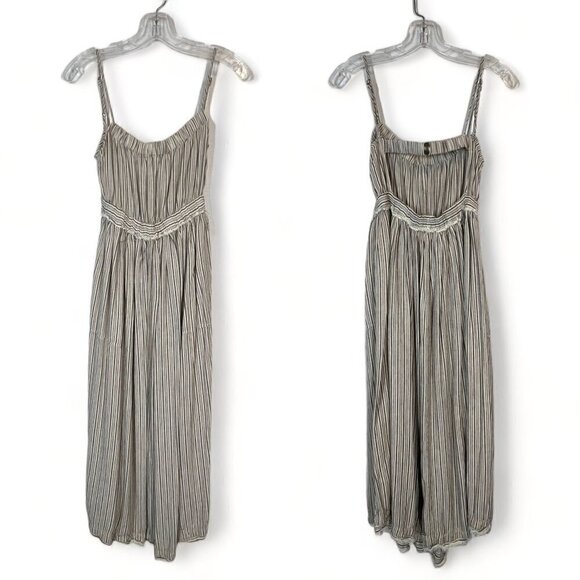 Urban Outfitters Midi Dress Stripe Prairie Linen Cottagecore Small - Picture 4 of 13